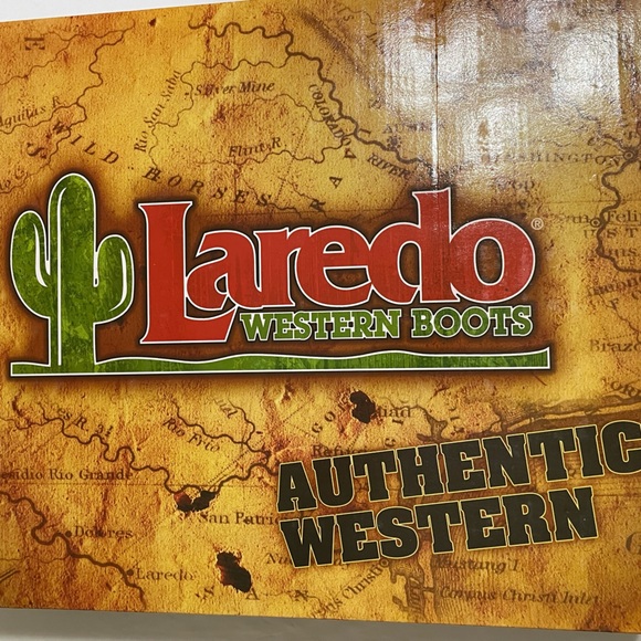 LAREDO Womens Tan Brown Teal Flower Cut Out Leather Western Cowgirl Boots Sz 6.5 - Picture 14 of 15